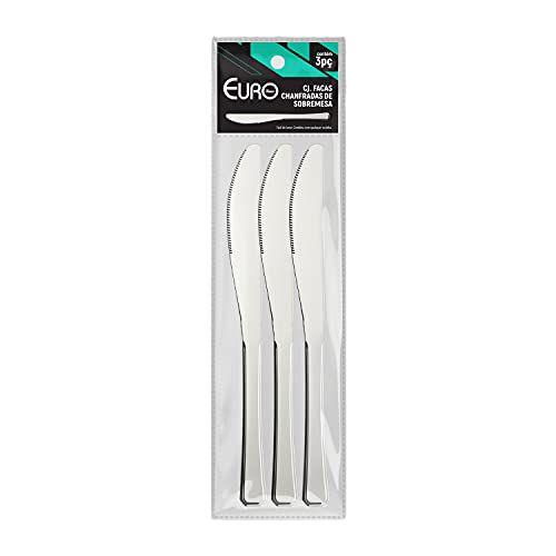 Conjunto de Facas Inox Sobremesa 3 Peças Chanfradas Euro Imagem de Conjunto de Facas Inox Sobremesa 3 Peças Chanfradas Euro