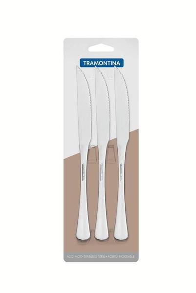 Conjunto de facas para churrasco tramontina havana aço inox 3 pç. Imagem de Conjunto de facas para churrasco tramontina havana aço inox 3 pç.