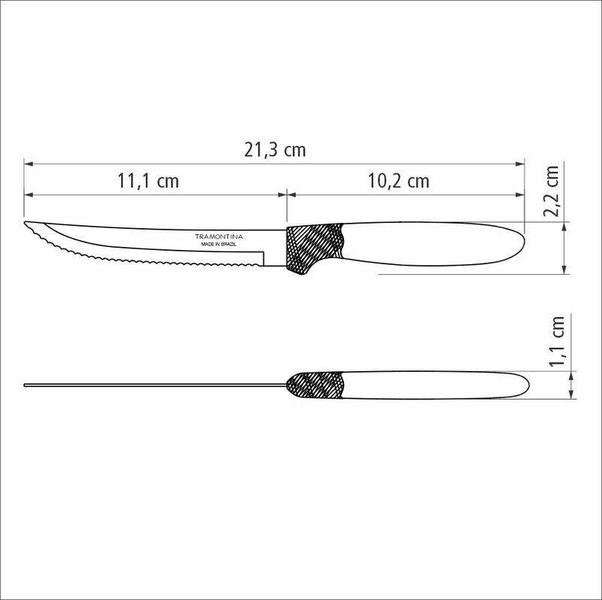 Imagem de Conjunto de facas para churrasco tramontina ipanema com lâminas em aço inox e cabos de polipropileno branco 3 peças