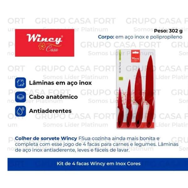 Imagem de Conjunto de facas para cozinha com 4 peças em inox IXB0805 wincy