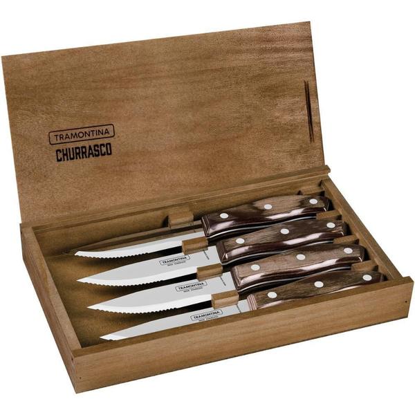 Conjunto De Facas Tramontina 4 Pç Lâminas Inox Churrasco 5 Imagem de Conjunto De Facas Tramontina 4 Pç Lâminas Inox Churrasco 5