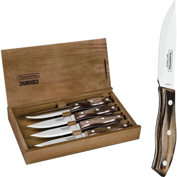 Conjunto De Facas Tramontina 4 Pç Lâminas Inox Churrasco 5 Imagem de Conjunto De Facas Tramontina 4 Pç Lâminas Inox Churrasco 5