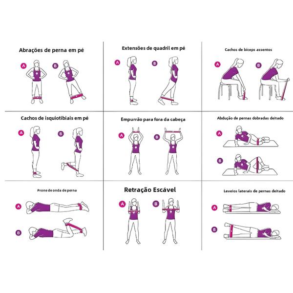 Conjunto de Faixas Elásticas de Resistência TPE para Treinamento, Ioga e Fitness Imagem de Conjunto de Faixas Elásticas de Resistência TPE para Treinamento, Ioga e Fitness