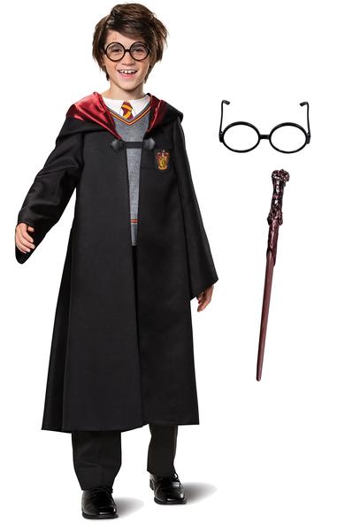 Imagem de Conjunto de Fantasia Harry Potter: Roupão com Capuz, Óculos e Varinha