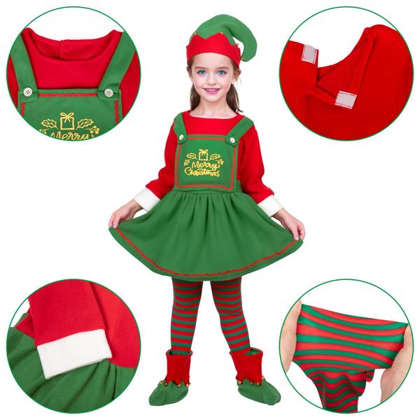 Imagem de Conjunto de fantasias de elfo de Natal XUEKAIKAI para meninas com chapéu, Stocki