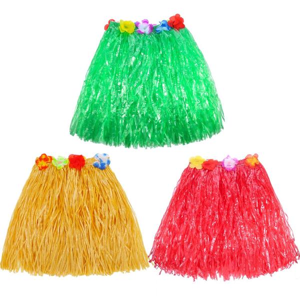 Imagem de Conjunto de fantasias Gejoy Grass Skirts para crianças e meninas com colares de flores