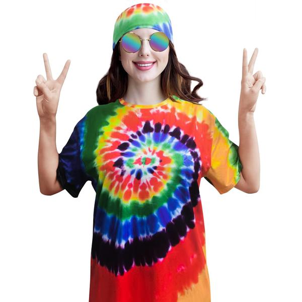 Imagem de Conjunto de fantasias hippie Xonyico, 4 peças, colar, óculos de sol