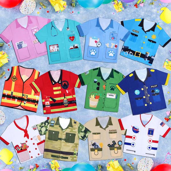 Imagem de Conjunto de fantasias Jiuguva Kids Pretend Play Bombeiro e Policial