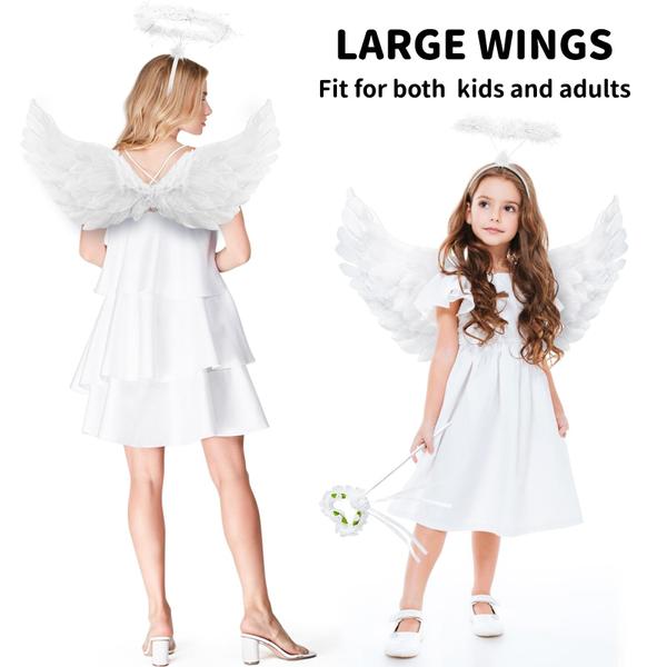 Imagem de Conjunto de fantasias Zezzxu Angel Wings and Halo para meninas e crianças