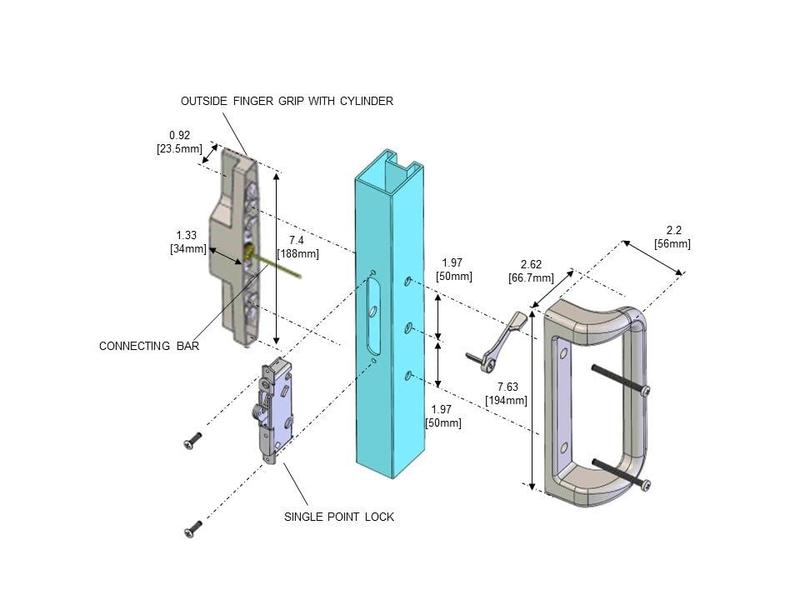 Imagem de Conjunto de fechaduras e maçanetas para portas de pátio House Guard 1006 Series preto