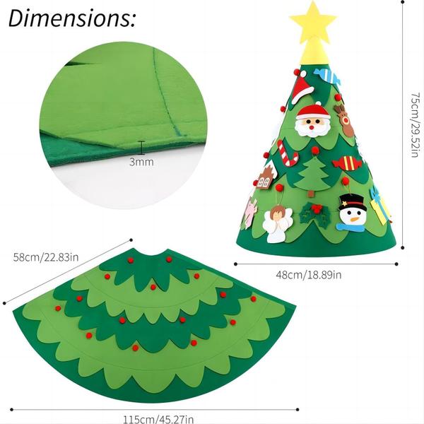 Imagem de Conjunto de feltro Christmas Tree LNV DIY com 27 enfeites para crianças