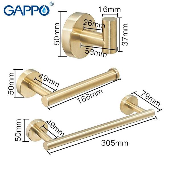 Imagem de Conjunto de ferramentas de banheiro Wokex Gold Robe Hook Towel Bar Paper H