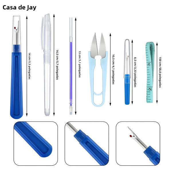 Imagem de Conjunto de Ferramentas de Costura Manual com 29 Peças - Inclui Clipes e Caneta Apagável