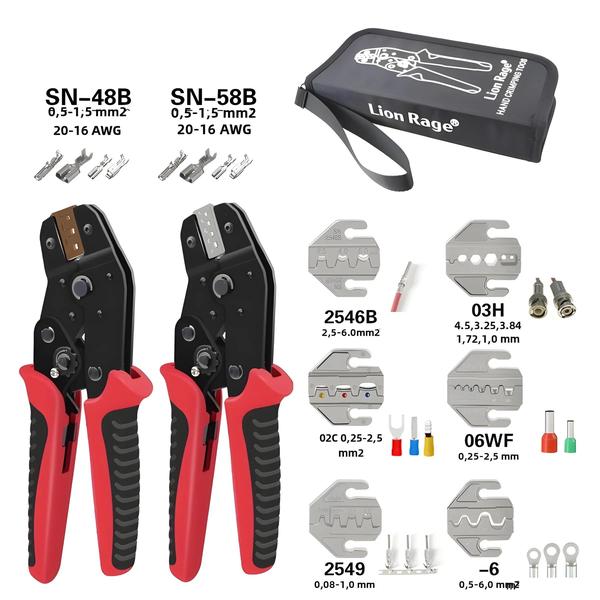 Imagem de Conjunto de Ferramentas de Crimpar para Eletricistas - Alicate Manual para Conectores de Terminais