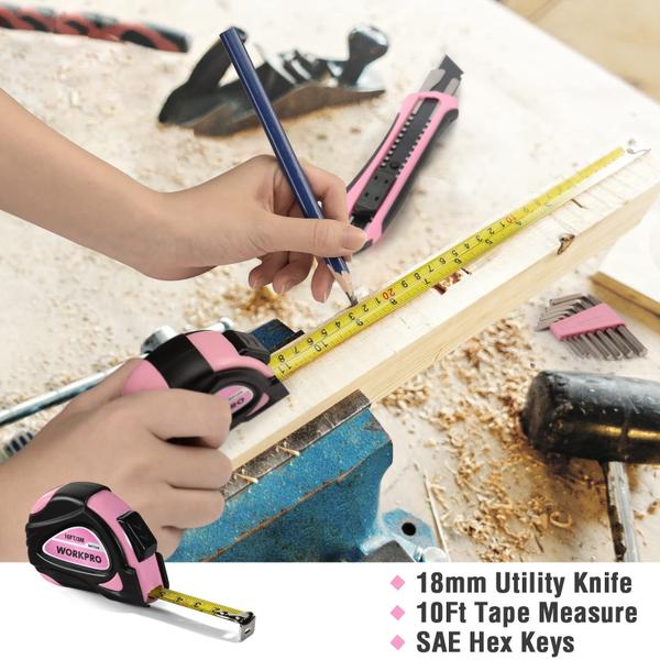 Conjunto de ferramentas WORKPRO de 35 peças rosa com caixa de ferramentas de armazenamento Imagem de Conjunto de ferramentas WORKPRO de 35 peças rosa com caixa de ferramentas de armazenamento