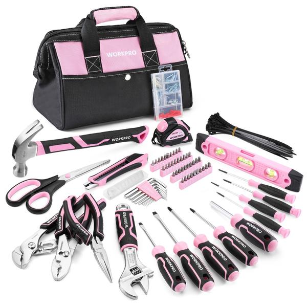 Imagem de Conjunto de ferramentas WORKPRO Pink 277 peças com bolsa e bolsa de armazenamento