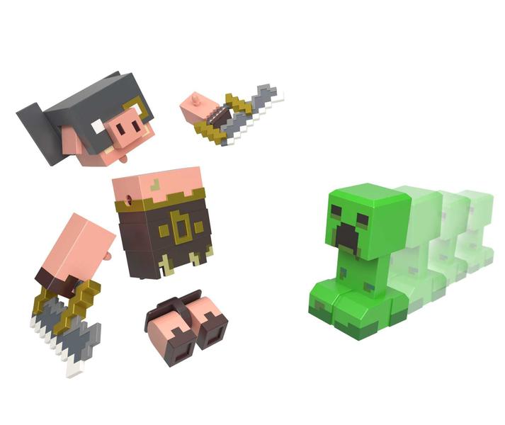 Imagem de Conjunto de Figuras Articuladas - Creeper Vs. Piglin Bruiser - Minecraft - Legends - Mattel