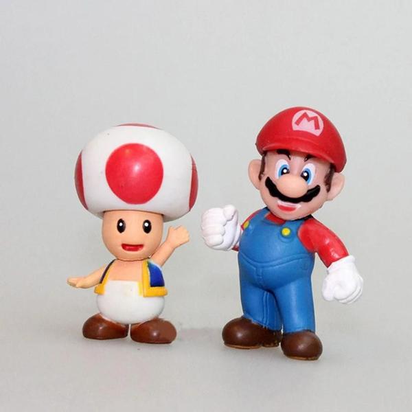 Imagem de Conjunto de Figuras de Ação Super Mario Bros - Luigi, Yoshi, Donkey Kong e Cogumelo (10-14cm)