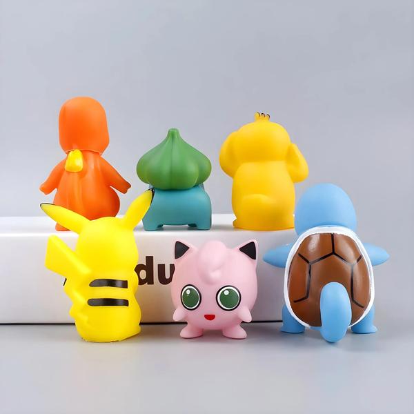 Imagem de Conjunto de Figuras Kawaii Pokémon - Pikachu, Psyduck, Squirtle, Jigglypuff e Bulbasaur