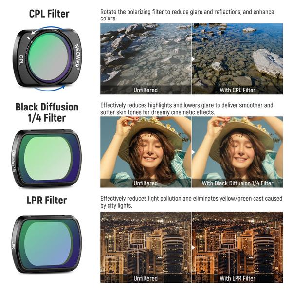 Imagem de Conjunto de filtros Neewer Magnetic ND e CPL para DJI OSMO Pocket 3