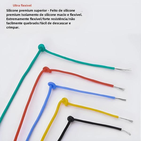 Imagem de Conjunto de Fio de Silicone Flexível - Resistente ao Calor (30AWG-16AWG) - Fio de Cobre Estanhado