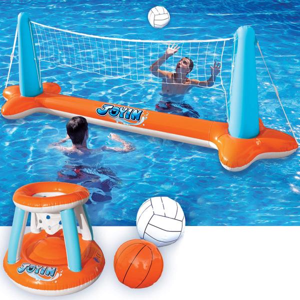 Imagem de Conjunto de flutuação de piscina inflável JOYIN, rede de voleibol e basquete