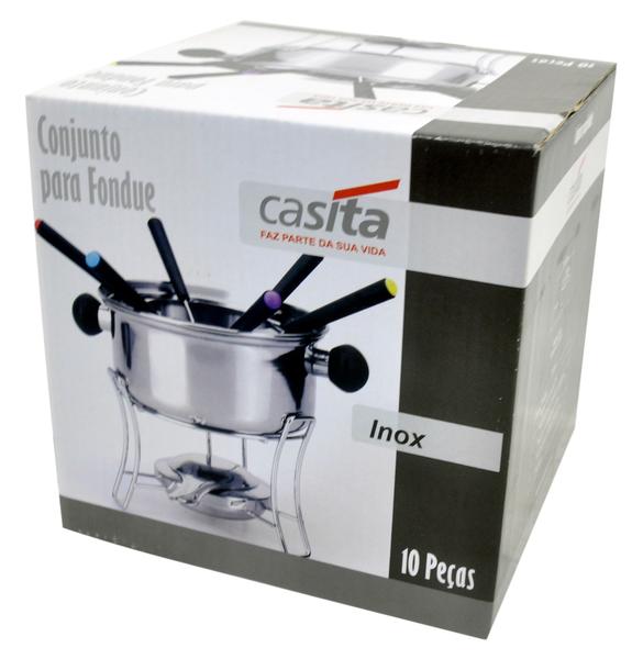 Conjunto de Fondue de Inox 410 com 10 Peças - Casita Imagem de Conjunto de Fondue de Inox 410 com 10 Peças