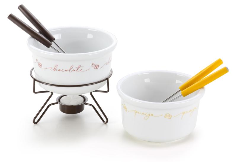 Imagem de Conjunto de Fondue Duo Queijo Chocolate 2 Panelas Porcelana