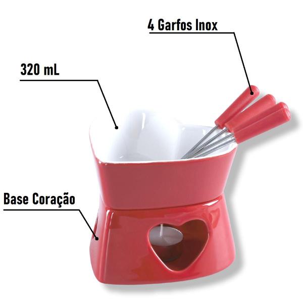 Imagem de Conjunto De Fondue Em Cerâmica Coração Herstal Vermelho 7Pcs