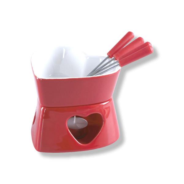 Imagem de Conjunto De Fondue Em Cerâmica Coração Herstal Vermelho 7Pcs