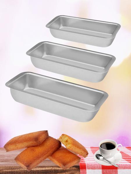 Imagem de Conjunto de Forma para Pães 3 Peças Kit 3 Assadeira Forma de Pão Bolo Retangular Grande Alumínio 