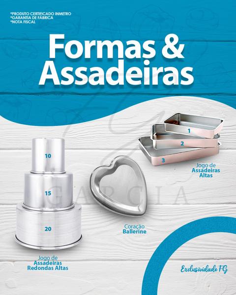 Imagem de Conjunto de Formas Assadeiras Decorada Confeitaria 7 Peças Profissional