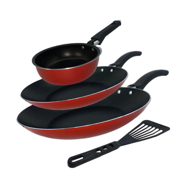Conjunto De Frigideira 3 Peças Antiaderente Techflon Nacional - Alumínio Nacional Imagem de Conjunto De Frigideira 3 Peças Antiaderente Techflon Nacional