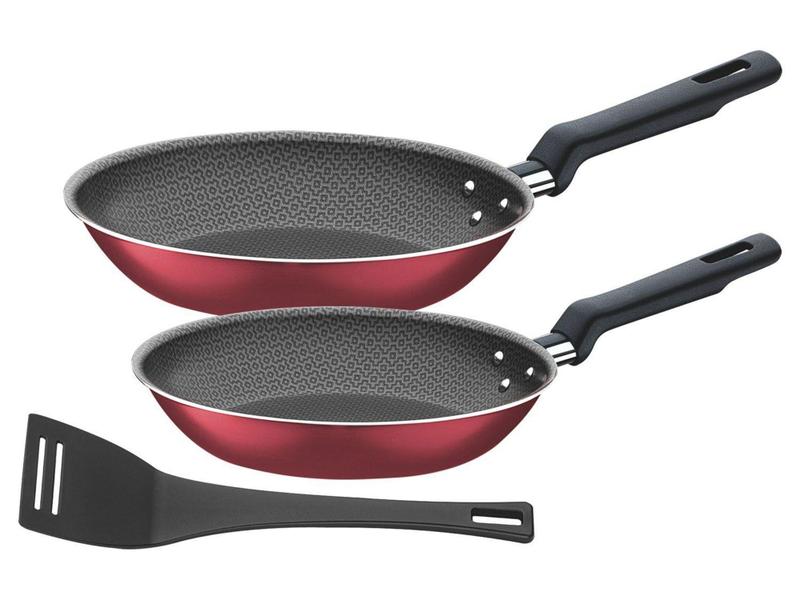 Conjunto de Frigideiras Antiaderente Tramontina - 3 Peças Vermelho Bergamo 20399/781 Imagem de Conjunto de Frigideiras Antiaderente Tramontina - 3 Peças Vermelho Bergamo 20399/781