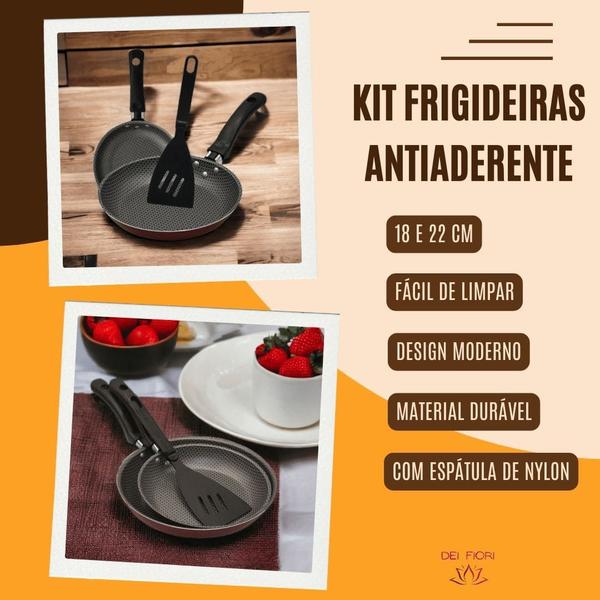 Imagem de Conjunto De Frigideiras Antiaderentes 18/22cm Mais Espátula