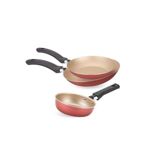 Conjunto de Frigideiras Francesa Antiaderente 3 pçs Bege Cereja Conjunto de Frigideiras Francesa Antiaderente 3 pçs Bege Cereja
