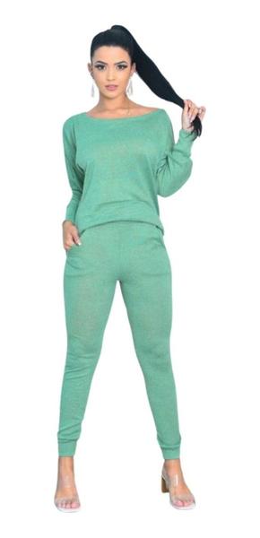 Imagem de Conjunto De Frio Feminino Blusa Canoa Calça Comfy - Lanzinha