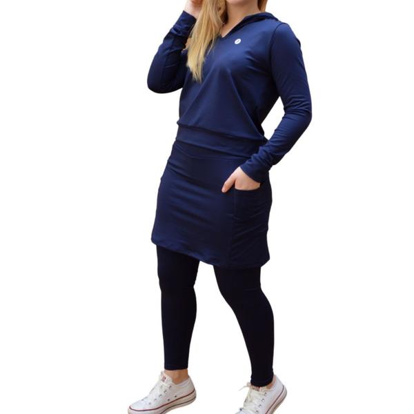 Imagem de Conjunto De Frio Térmico Calça Saia Interno Peluciada Uv+ Roupa Fitness Evangélica Inverno