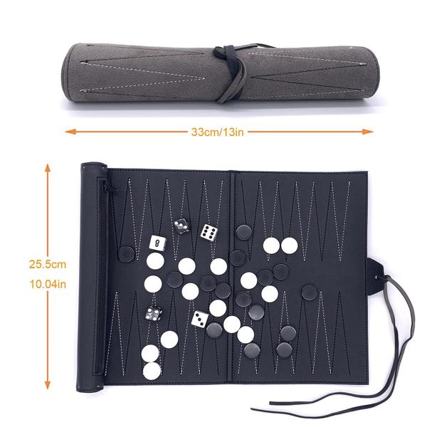 Imagem de Conjunto de gamão Cuschoicezm Roll Up Travel Style PU Leather