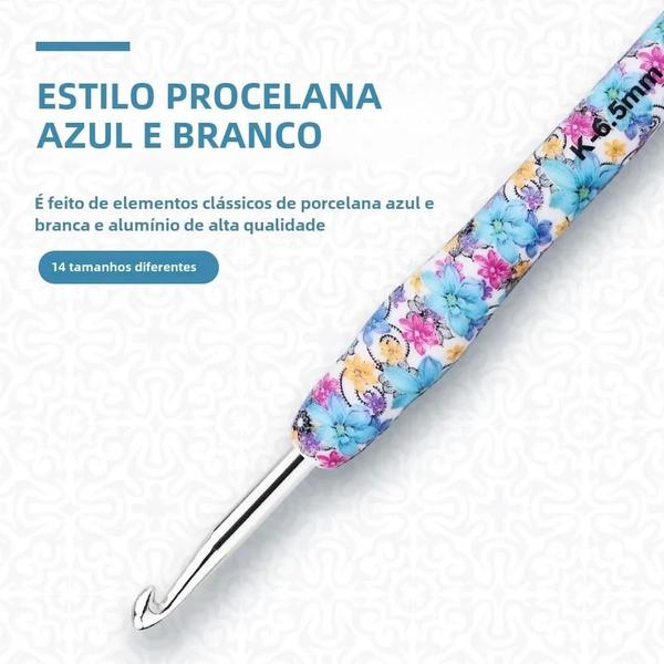 Imagem de Conjunto de Ganchos de Crochê de Porcelana - 14 Tamanhos (2,25mm - 10mm) - Caixa para Armazenamento