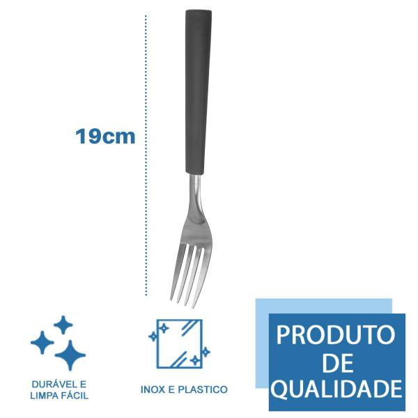 Imagem de Conjunto De Garfo 12 Peças Cabo Preto Talheres Restaurante