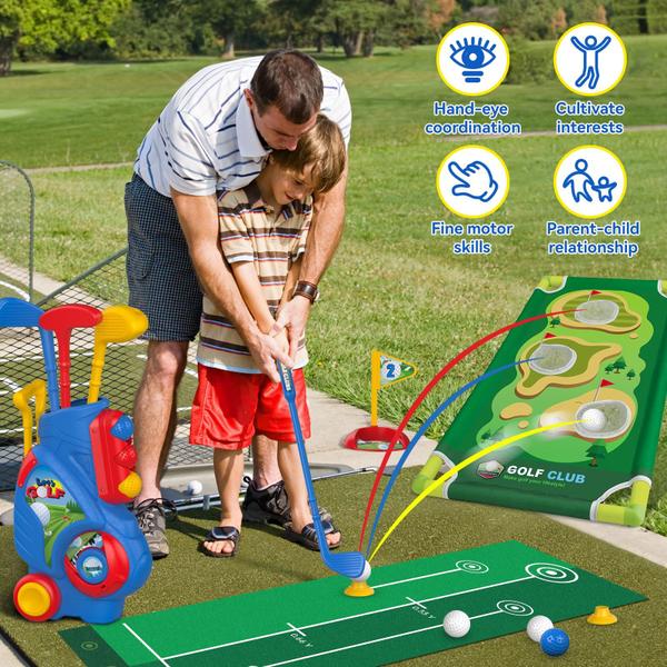 Imagem de Conjunto de golfe Liberry Toddler para 2 a 5 anos com carrinho de golfe e tapete