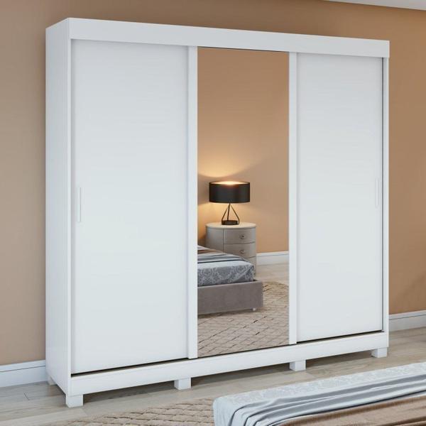 Imagem de Conjunto de Guarda-roupa 3 Portas 3 Gavetas Saion Plus 1 Porta Glass com Pése Cômoda Vedra Branco