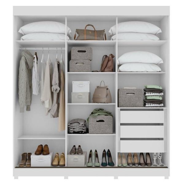 Imagem de Conjunto de Guarda-roupa 3 Portas 3 Gavetas Saion Plus 1 Porta Glass com Pése Cômoda Vedra Branco