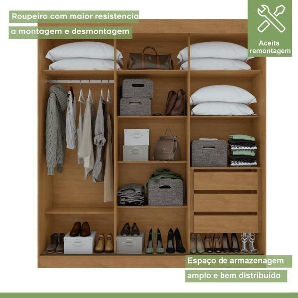 Conjunto de Guarda-Roupa 3 Portas 3 Gavetas Saion Plus Super Glasse Cômoda Vedra Amêndoa Clean/Off White - Móveis Lopas Imagem de Conjunto de Guarda-Roupa 3 Portas 3 Gavetas Saion Plus Super Glasse Cômoda Vedra Amêndoa Clean/Off White