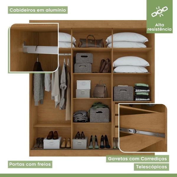 Conjunto de Guarda-Roupa 3 Portas 3 Gavetas Saion Plus Super Glasse Cômoda Vedra Amêndoa Clean/Off White - Móveis Lopas Imagem de Conjunto de Guarda-Roupa 3 Portas 3 Gavetas Saion Plus Super Glasse Cômoda Vedra Amêndoa Clean/Off White