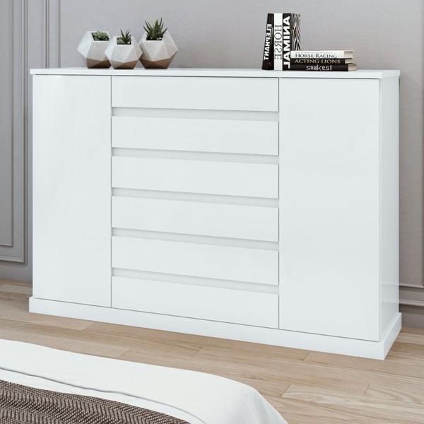 Imagem de Conjunto de Guarda-Roupa 3 Portas 3 Gavetas Saion Pluse Cômoda Vedra Branco