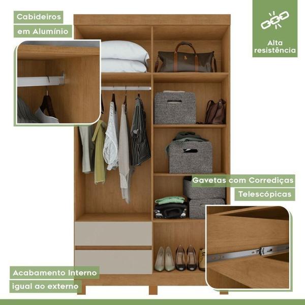 Conjunto de Guarda-Roupa 4 Portas 2 Gavetas Zeus com Espelho e com Pése Cômoda Toronto Amêndoa Clean/Off White - Móveis Lopas Imagem de Conjunto de Guarda-Roupa 4 Portas 2 Gavetas Zeus com Espelho e com Pése Cômoda Toronto Amêndoa Clean/Off White