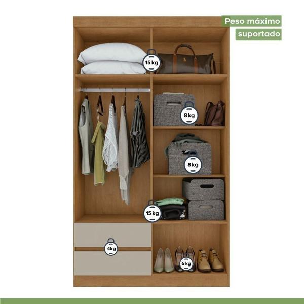 Conjunto de Guarda-Roupa 4 Portas 2 Gavetas Zeus com Espelho e com Pése Cômoda Toronto Amêndoa Clean/Off White - Móveis Lopas Imagem de Conjunto de Guarda-Roupa 4 Portas 2 Gavetas Zeus com Espelho e com Pése Cômoda Toronto Amêndoa Clean/Off White