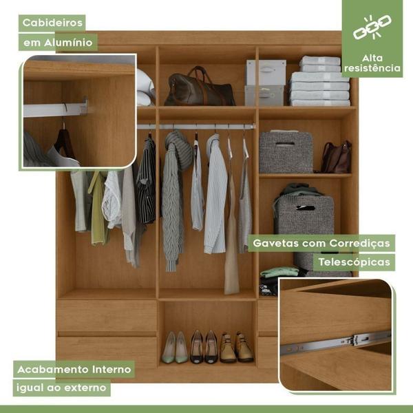 Imagem de Conjunto de Guarda-Roupa 6 Portas 4 Gavetas Zeuse Cômoda 1 Porta 6 Gavetas 1 Nicho Da Vinci Amêndoa Clean